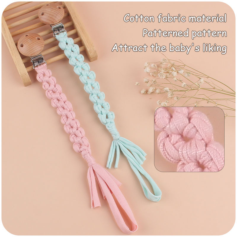 Nuevo bebé suministros haya chupete clip DIY bebé creativo hecho a mano flor algodón tejido chupete cadena