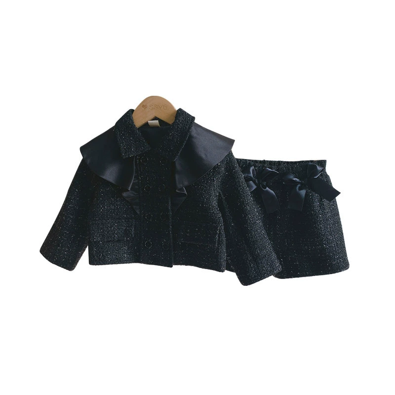 Осенний комплект, детская куртка для девочки с бантом, стиль Chanel