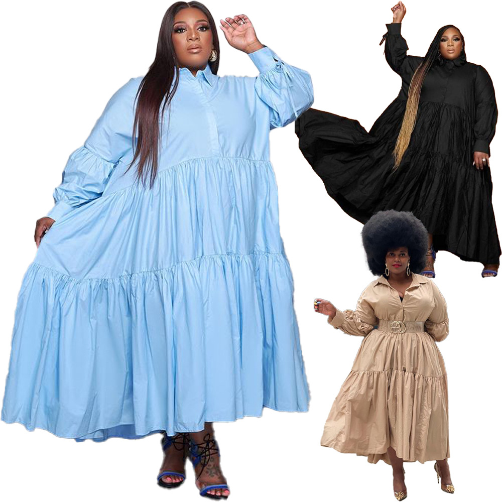 Women's plus-size cardigan solid-color dress_voghion.com