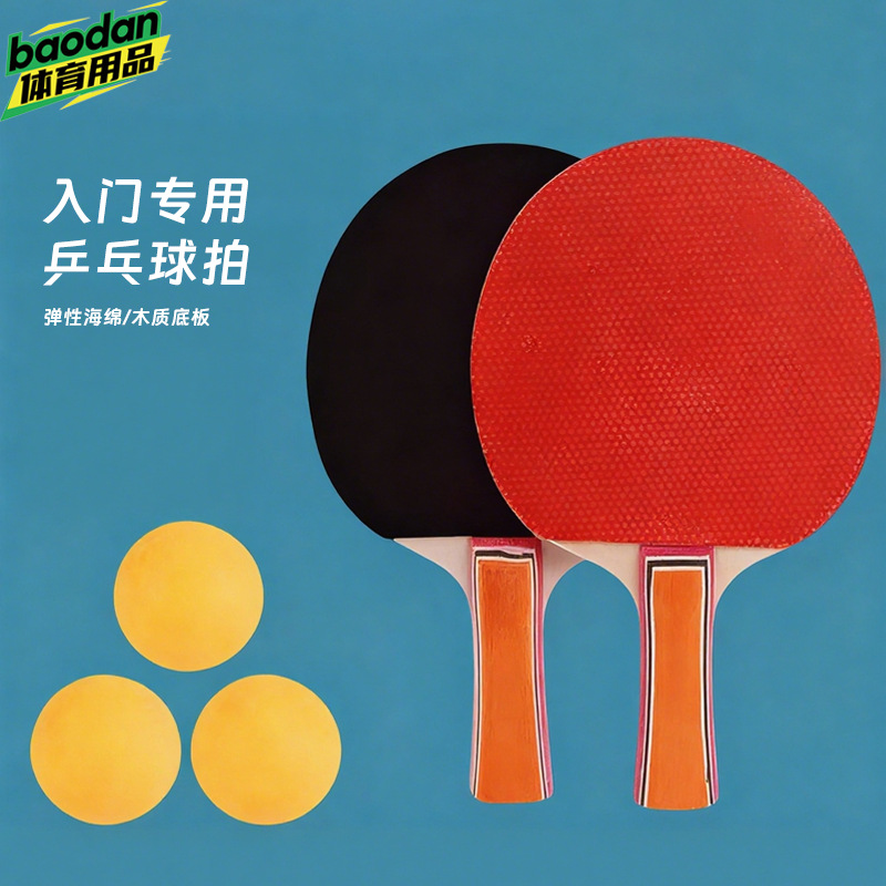 Table Tennis Racket, a Set of Table Tennis Rackets for Beginners, Straight Racket, Finished Racket, Children, Primary School Students, Adults, Horizontal Racket