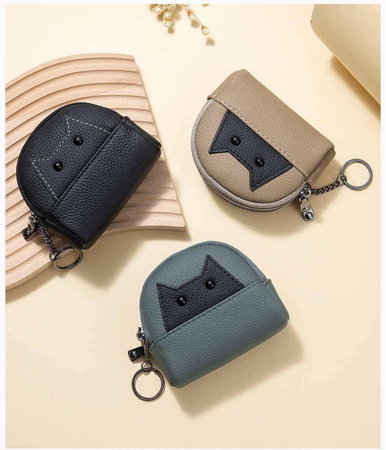 Bolsa de moedas dupla de couro multifuncional, mini bolsa de mão com animais, mais vendida_voghion.com