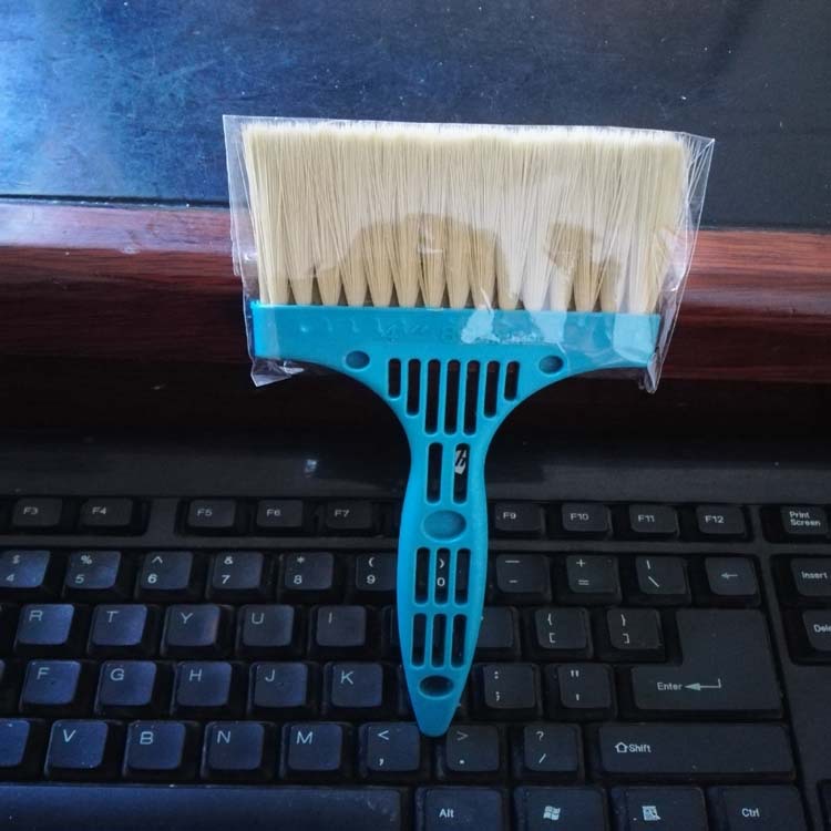 厂家批发销售蓝色塑料l手柄猪鬃纤维丝油漆刷  猪鬃油漆刷