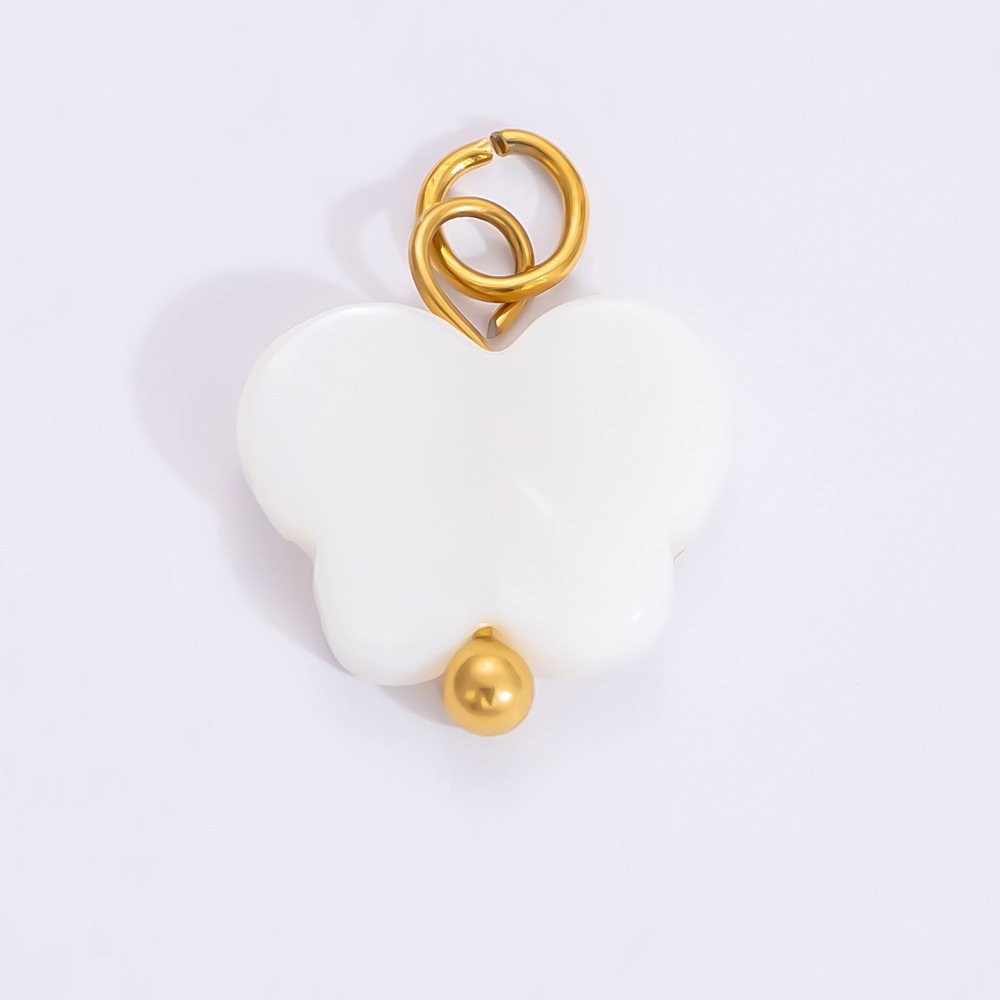 1 Piece Set 4.29*24.15mm 304 Stainless Steel Zircon PVD Coated Real Gold Plated Heart Shape Flower Butterfly Polished Pendant DIY Jewelry Accessories display picture 12