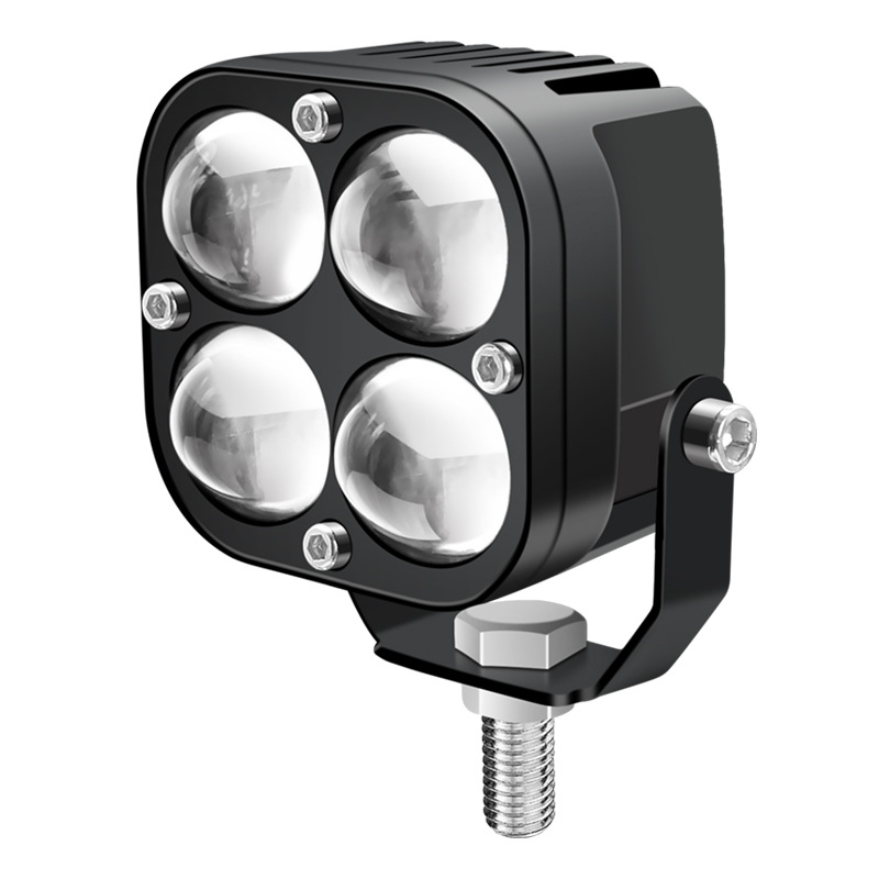 lámpara de motocicleta LED lámpara de aluminio piezas pequeñas cuatro hojas cuadrado cuatro perlas faro con aleación de aluminio fundido faro