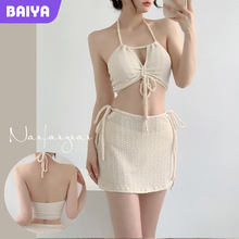 比基尼泳衣女三件套泳装性感网红高级感纯色显瘦胸垫ins温泉泳装