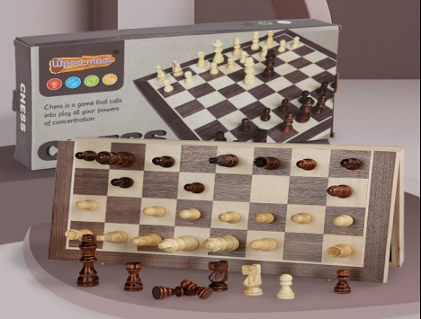 Ajedrez magnético transfronterizo de madera 2 en 1 ajedrez plegable juegos juegos competitivos para adultos y niños juguetes de puzzle al por mayor