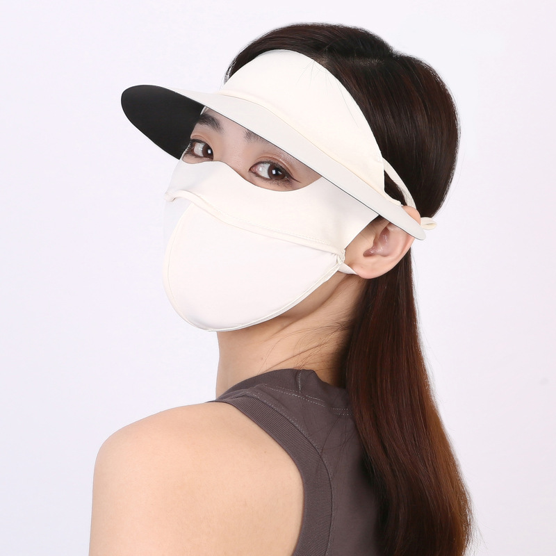 Nueva máscara solar de explosión, cara de vinilo, brida de sombrero, máscara solar de hielo tridimensional UV