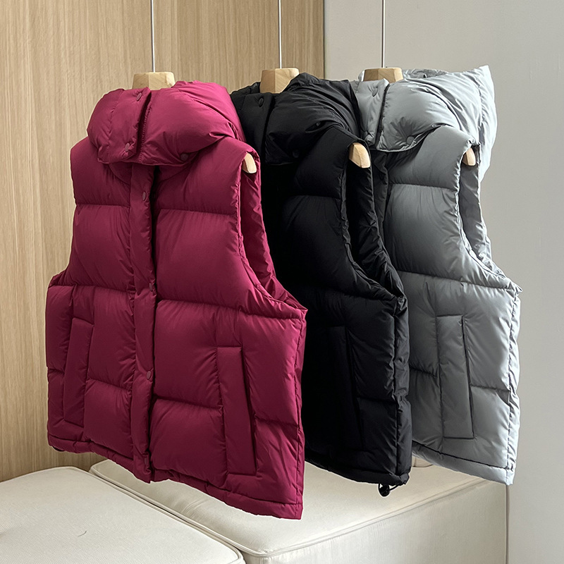 High-End 90% White Duck down Vest for Women, Outerwear, 2026 Autumn and Winter Korean Style, Thickened Hooded Vest High-End 90% White Duck down Vest for Women, Outerwear, 2026 Autumn and Winter Korean Style, Thickened Hooded Vest