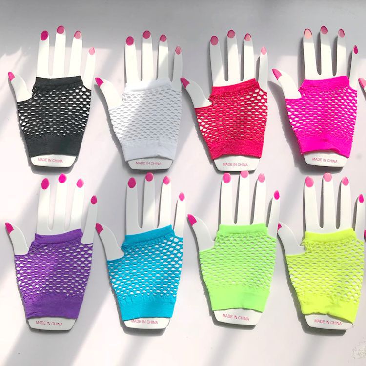 Fábrica directa guantes de red de pesca al por mayor discoteca sexy guantes de malla de medio dedo corto espectáculo de escenario guantes de baile callejero image 3