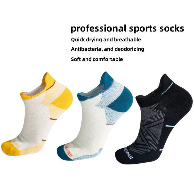 Professional Men's Merino Wool Outdoor Sports Socks, Quick-Dry Ankle Socks, Hiking Shock-Absorbing Wool Sole, Suitable for
