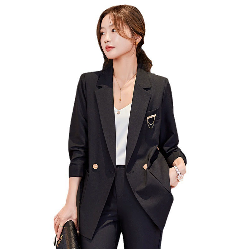 Комплект весны, длинный классический пиджак костюма, 2023 год, slim fit, середина длины