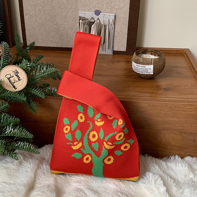 Bolsa de hombro de Año Nuevo rojo regalos festivos moda personalidad de gran capacidad bolso de punto regalo chino