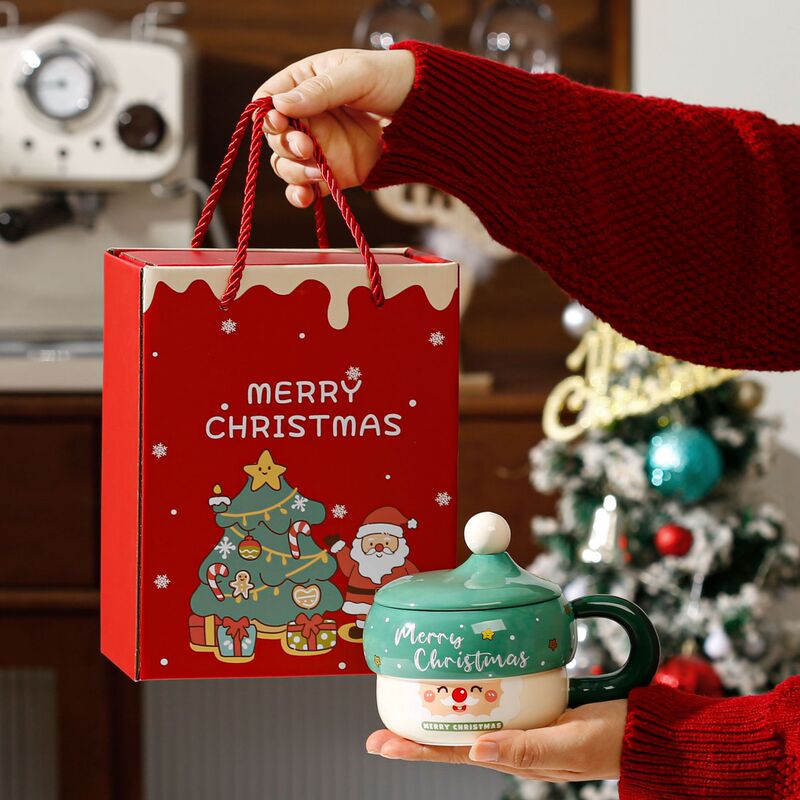 国境を越えたサンタクロース模様のアニメ陶磁器カップお土産マグカップクリスマスプレゼントかわいい祝日カップ|undefined