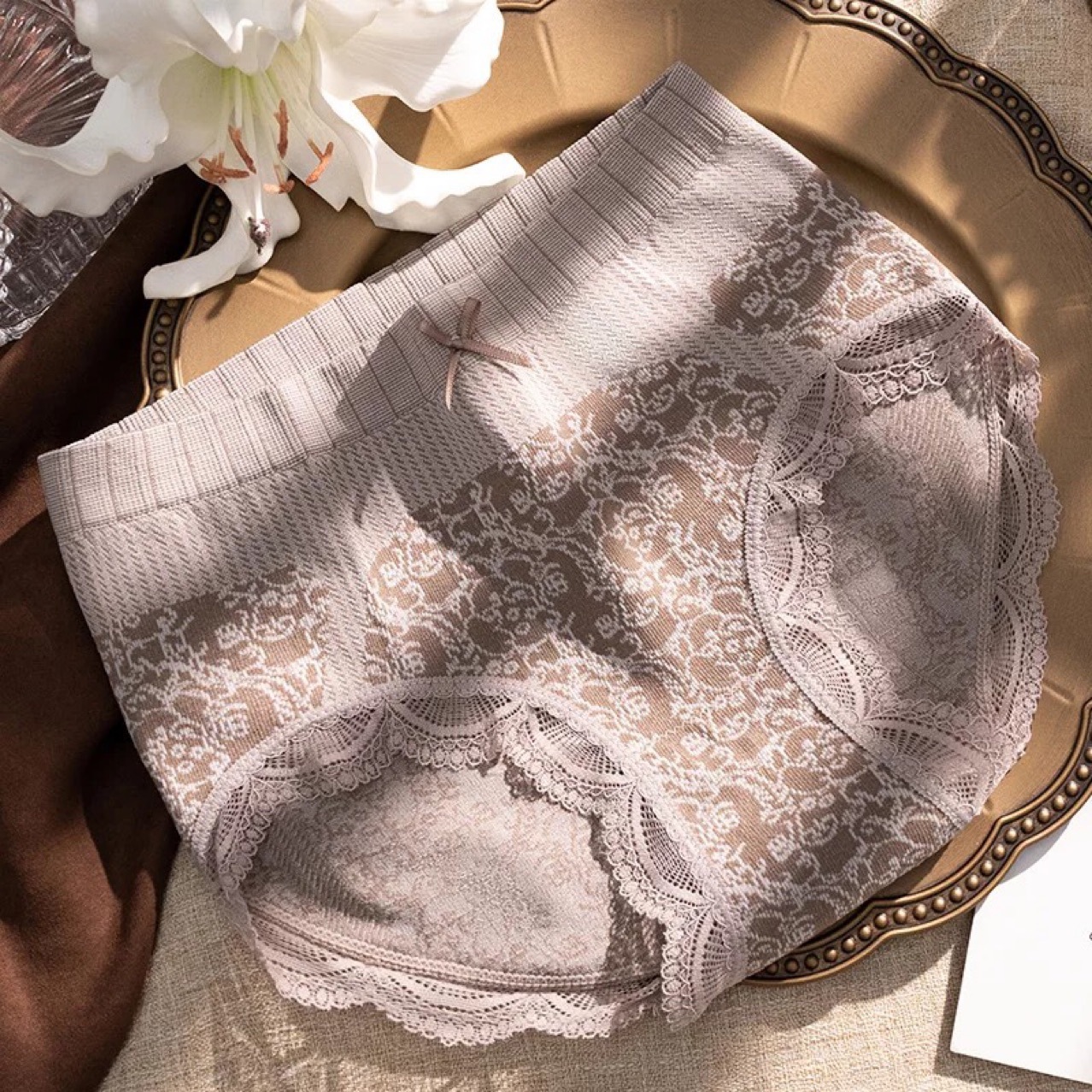 All Seasons Season Women'S Gender Solid Color Stereotype Breathable Patchwork Mid Waist Normal Type Panties