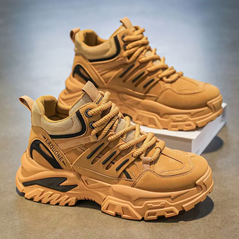 Men's Shoes 2025 New Spring Casual Trendy Brand Versatile Thick-Soled Height-Increasing Men's Hiking Martin Sports Dad Shoes