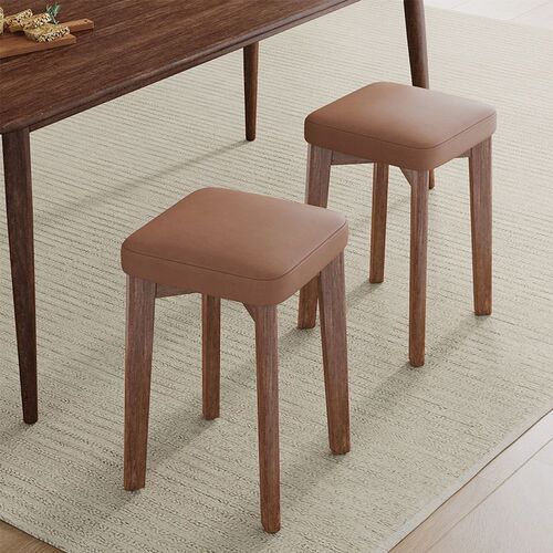 Solid wood stool modern household square stool board living room stool dining table chair stackable wood stool simple small bench