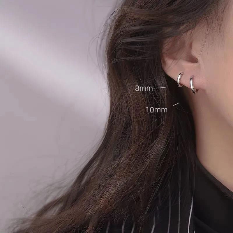 925 pendientes de plata de ley anillo de oreja hueso de oreja clavo de oreja piercing nicho de alto grado sentido anillo liso círculo oreja hebilla pendientes para mujeres