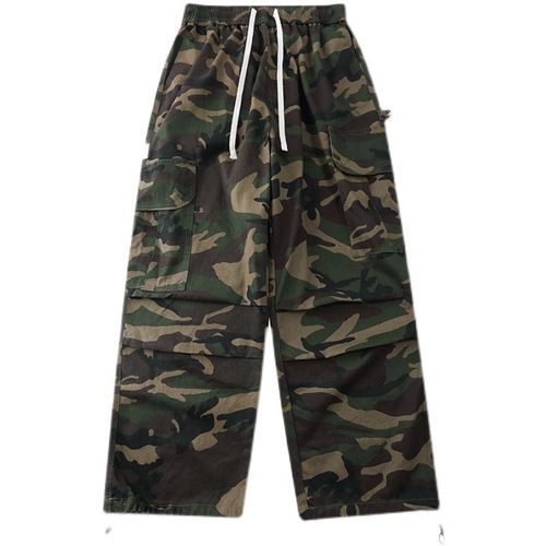 Spring and Autumn American Retro Military Camouflage Work Pants Ins European and American Straight-Leg Trendy Pants Men's Cool Long Pants
