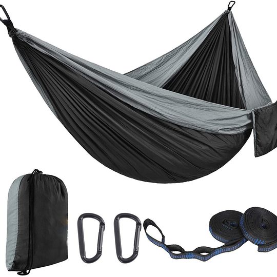 Factory direct outdoor single double parachute cloth hammock color matching nylon widened swing indoor leisure