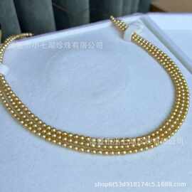 3.5-4mm天然淡水珍珠优化金色调温润透亮半成品串珠项链批发