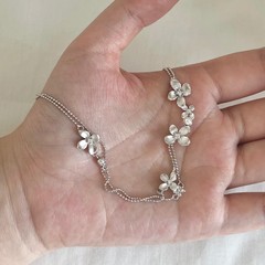 ins风双链绣球花项链女气质甜美双链条设计新中式优雅花卉颈链感