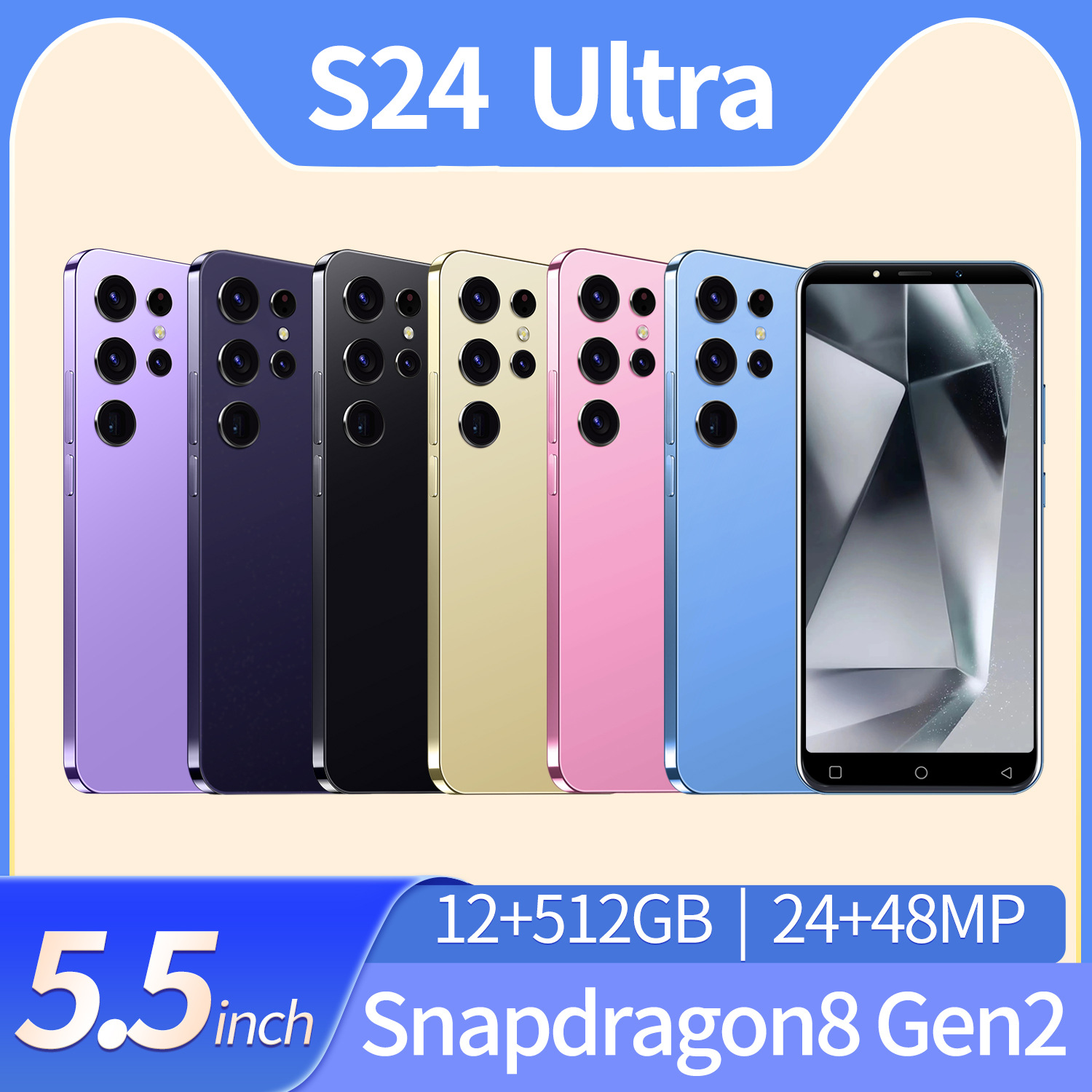 跨境新款低价S24 Ultra 外贸手机12GB+512GB 安卓8.1现货智能手机