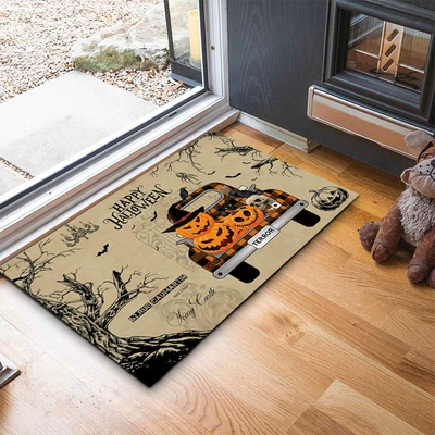 Avtomobil döşəmə paspasları – Pumpkin Head Mat Carpet - pumpkin-car-40-60cm-skin-friendly-suede