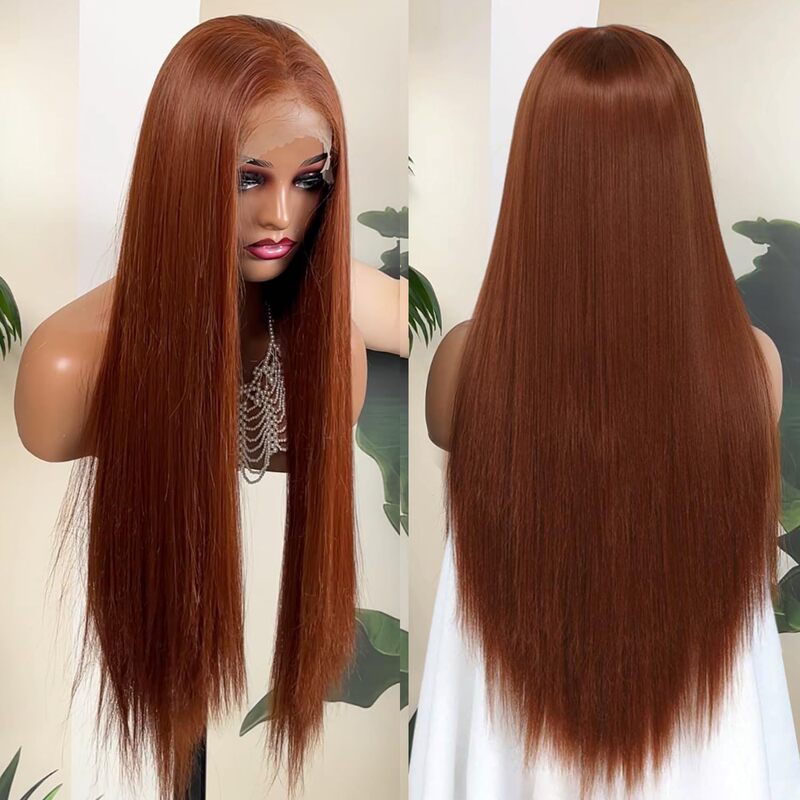 Chocolate Brown Long Hair Wig (Women's Style) High-Definition Synthetic Lace Front Wig, Pre-Trimmed Hairline Chocolate Brown Long Hair Wig (Women's Style) High-Definition Synthetic Lace Front Wig, Pre-Trimmed Hairline