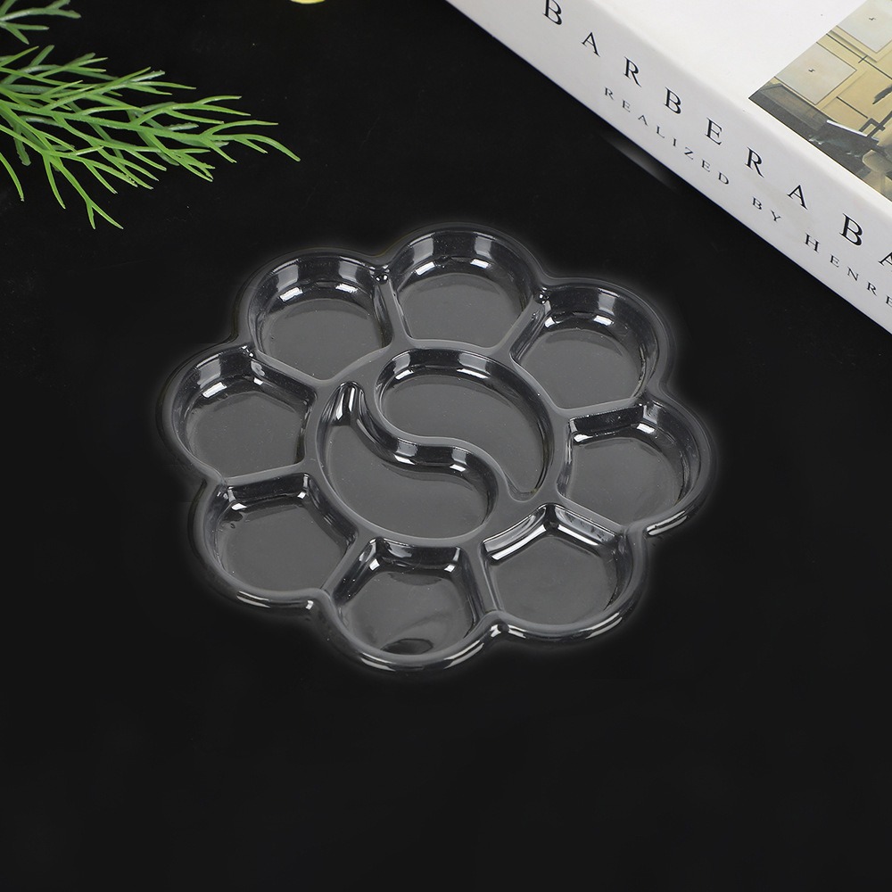 一次性调色盘免洗水彩颜料儿童绘画美术调色盘梅花形透明塑料批发