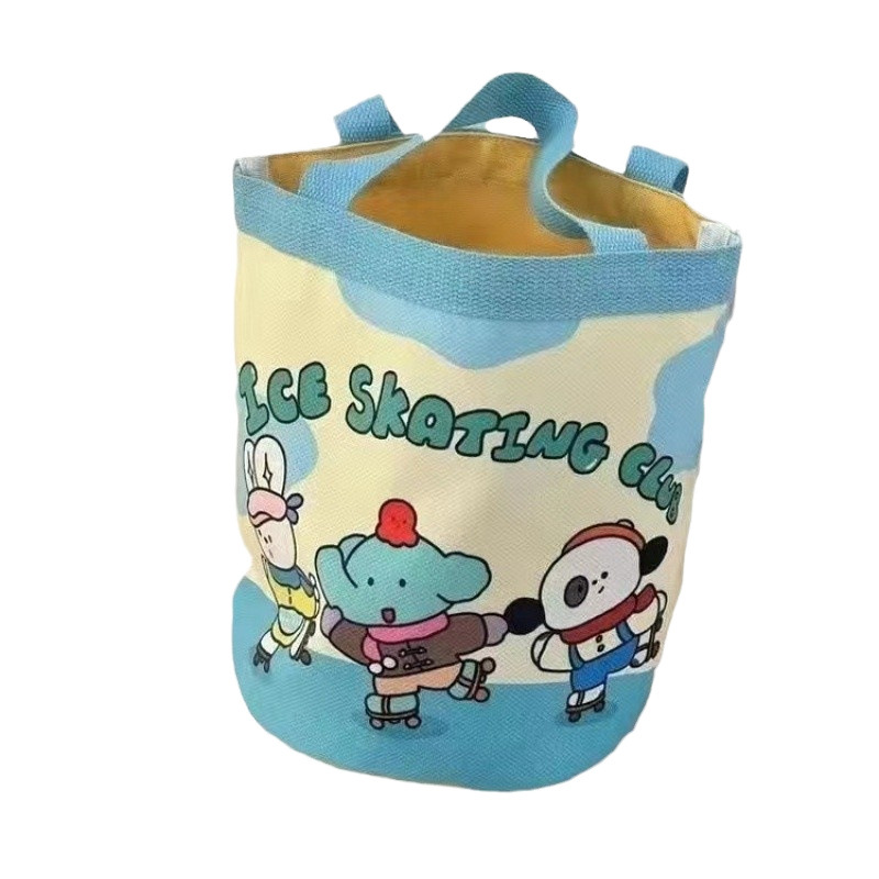 귀여운 그림 버킷 휴대용 한 펑 소녀 하트 미라 점심 가방 작업 작은 가방 어린이 재미있는 낙서 캔버스 HF