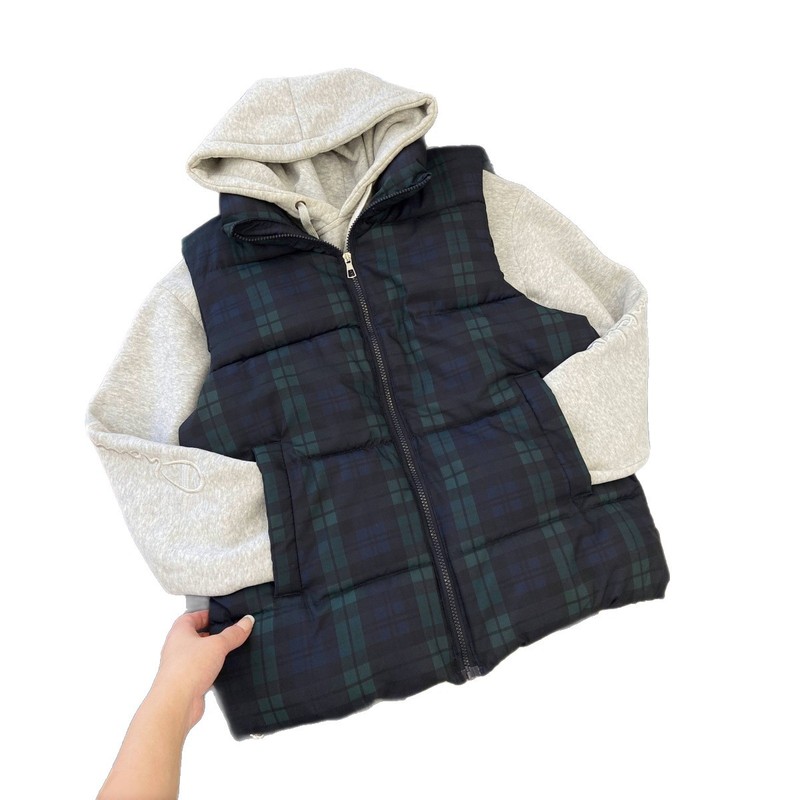 胖mm大码棉服马甲女秋冬新款韩版百搭复古叠穿格纹立领坎肩外套潮|undefined