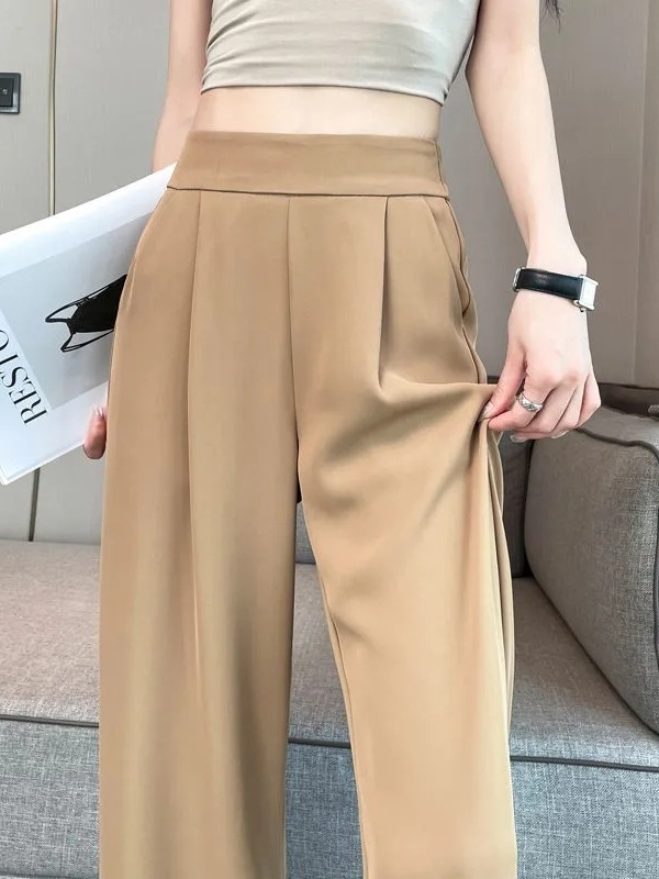 女性用スーツパンツ、夏の新しいスタイル、多用途、痩身、肉感カバー、ゆったりとしたドレープ、ファッショナブルなハイウエストストレートカジュアルパンツ|undefined