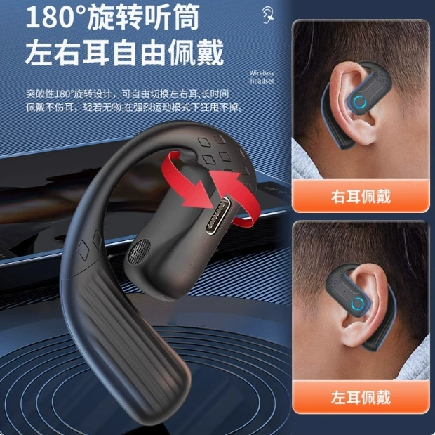 Bluetooth-гарнитура Huaqiangbei 2025 года, универсальная левый и правый уши висячий тип, длительное время работы, спортивная беспроводная костная проводимость, высокое качество