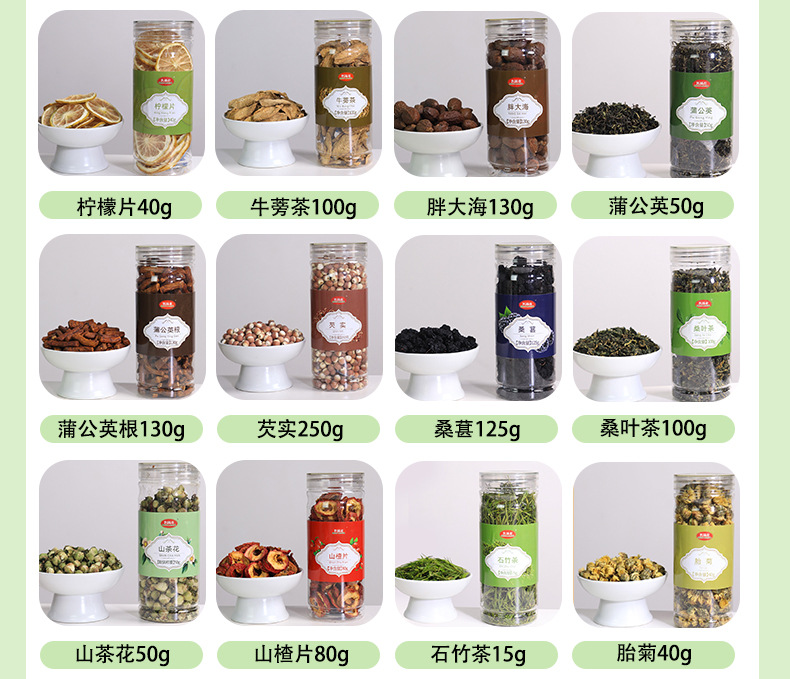 Canned Herbal Flower Tea Blend He Ye Ning Meng Mei Gui Jin Yin Hua Tai Ju Gou Qi 180g Cold Brew Wellness Tea specifications