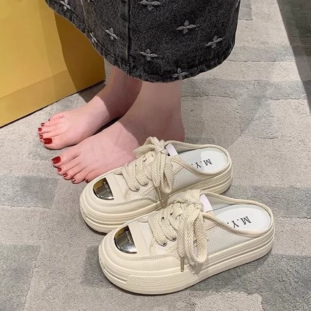 Red grasa media zapatillas para usar fuera de verano mujeres 2024 nueva red transpirable zapatillas casuales blancas frías