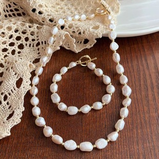 Natural Baroque Freshwater Pearl Bracelet Necklace suit