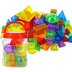 Direct selling transparent building blocks 10cm three-dimensional geometric shape combination early education educational toys cognitive intelligence development