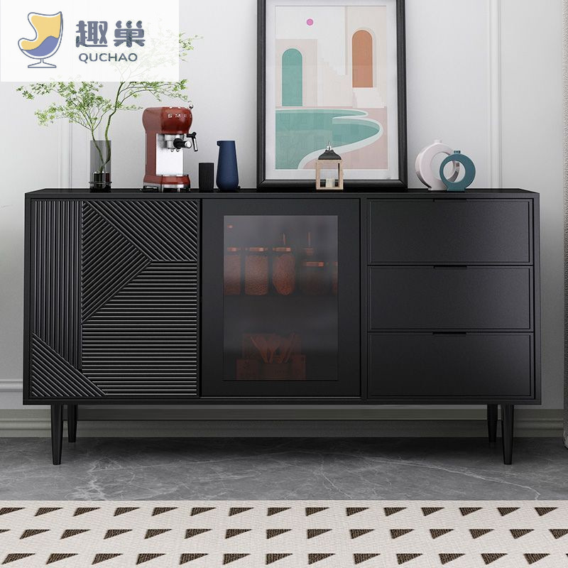 Sideboard Light Luxury Black Cupboard Wall Tea Cabinet Wine Cabinet Modern Minimalist Living Room Storage Storage Cabinet Kitchen Cabinet