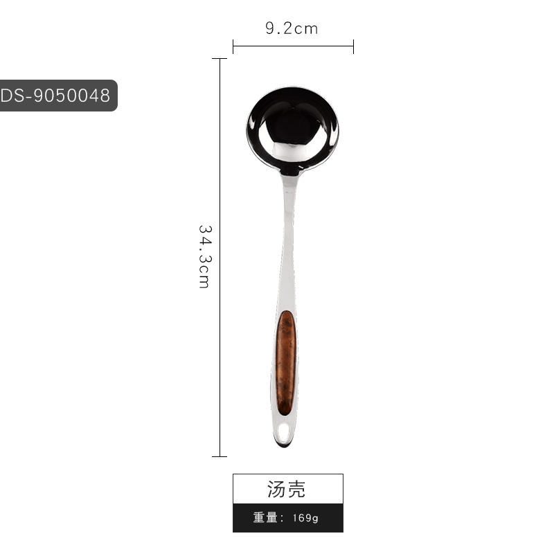 ステンレスの木の柄の調理器具のシャベルの台所の鍋のシャベルのスプーンの炒め物の料理の家庭用シャベルの鍋のスプーンのシャベルの漏れ|undefined