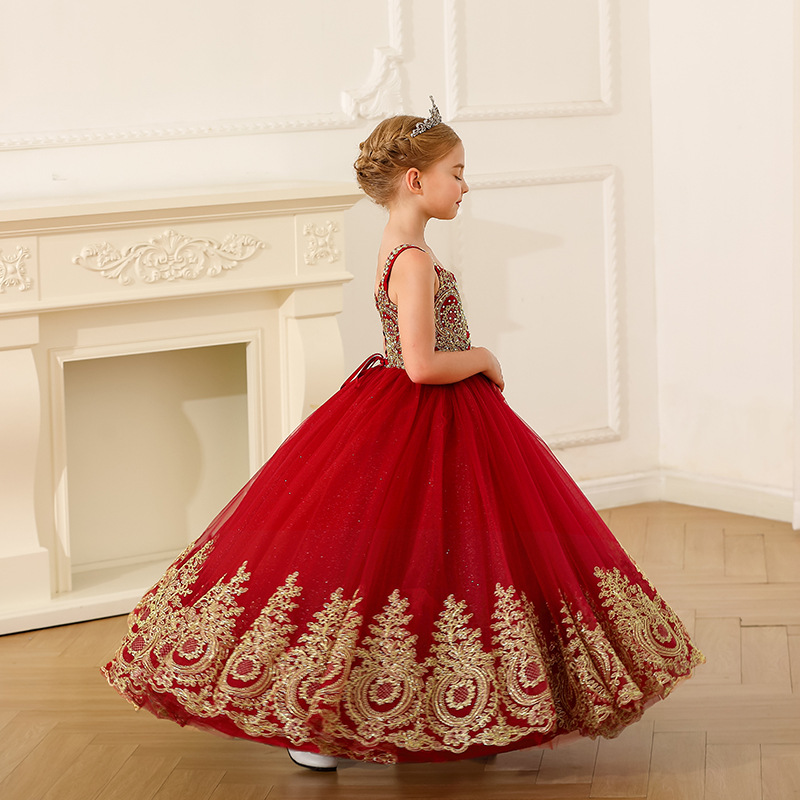 Nuevo europeo y americano transfronterizo niños vestido de novia niñas magnífico rendimiento piano cumpleaños campus princesa vestido mullido