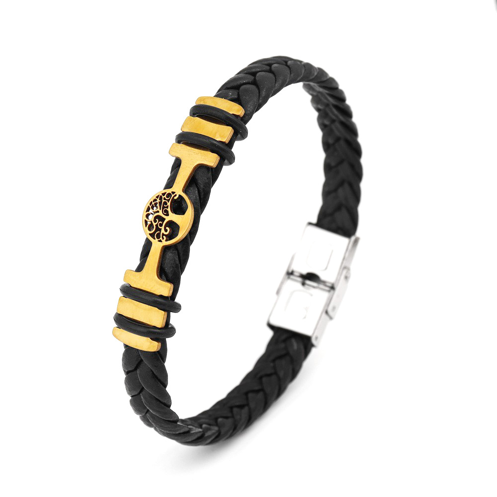 Men's Gender Retro Punk Solid Color Pu Leather Men's Bracelets Men Cord & Leather Bracelets