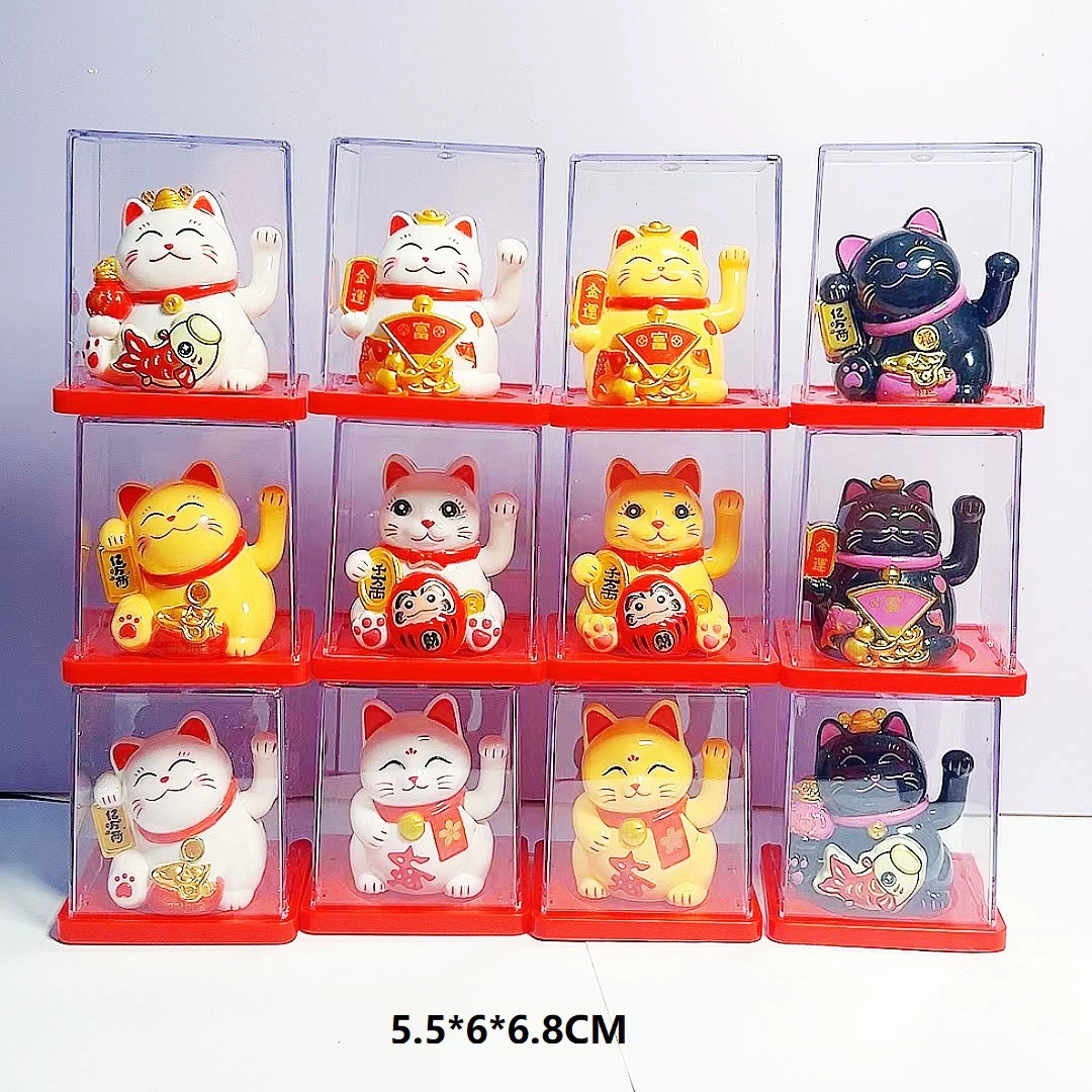 Оптовая продажа 2inch Lucky Cat на солнечной энергии Lucky Cat автомобильный орнамент подарок на Новый год украшение торта