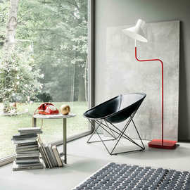 意式极简客厅单人休闲椅高端样板房黑色太阳椅雷达椅沙发椅