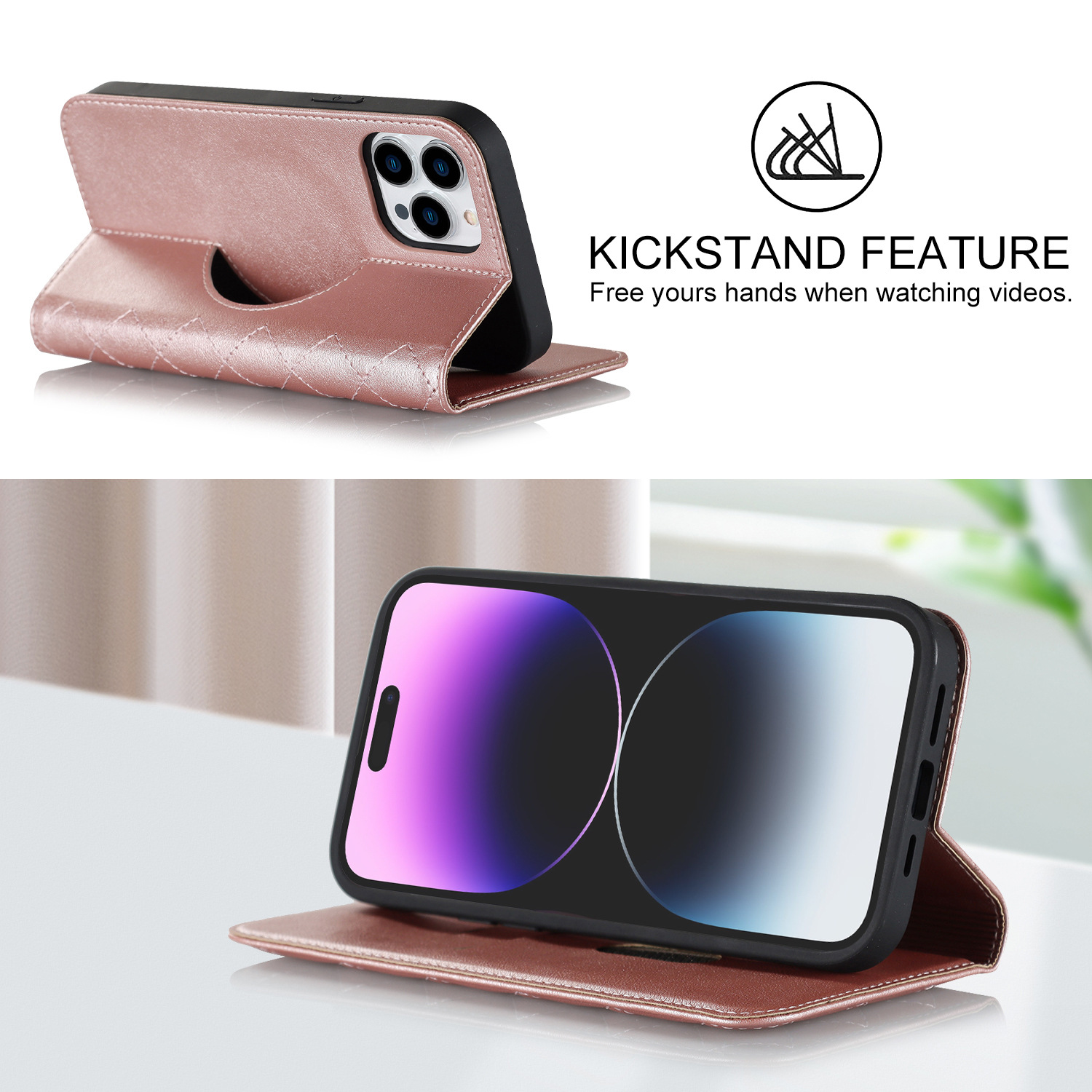 Anwendbar zu iPhone14 handy leder fall drahtlose lade 13/12 stil magnetische flip schutzhülle Großhandel_voghion.com