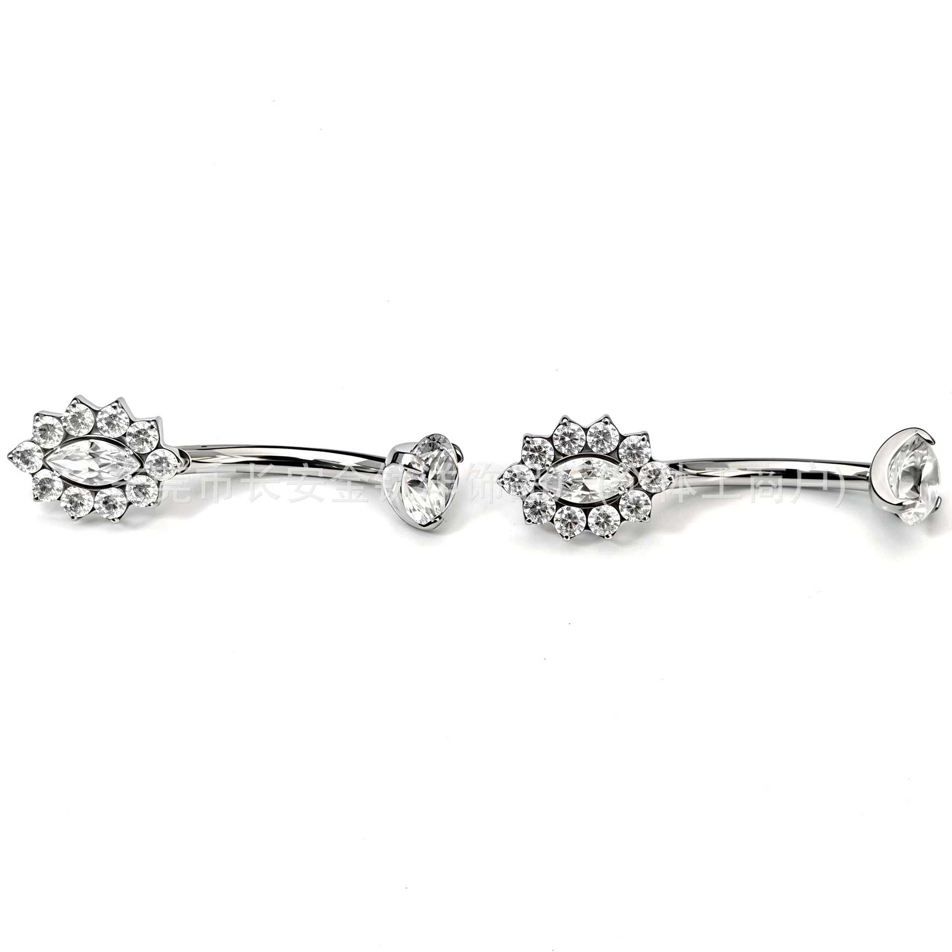 F136 Titanium Internal Thread Oval Full Diamond Zircon Belly Button Ring G23 Titanium Alloy Body Piercing Jewelry detail image 4