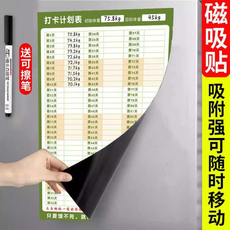 计划表减肥打卡记录表天天天天减肥墙贴磁吸批发|undefined