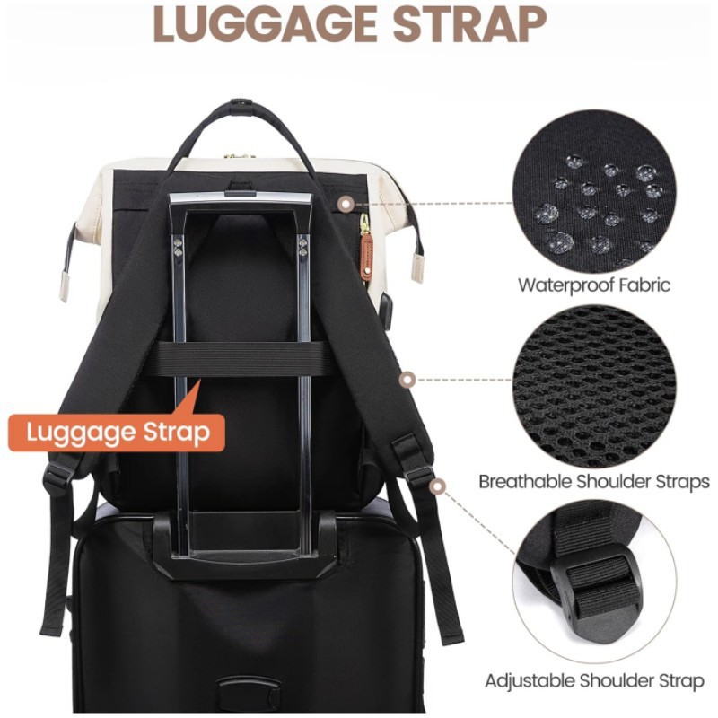 Nueva mochila de computadora portátil para mujeres 15.6 pulgadas con puerto USB Mochila educadora de gran capacidad