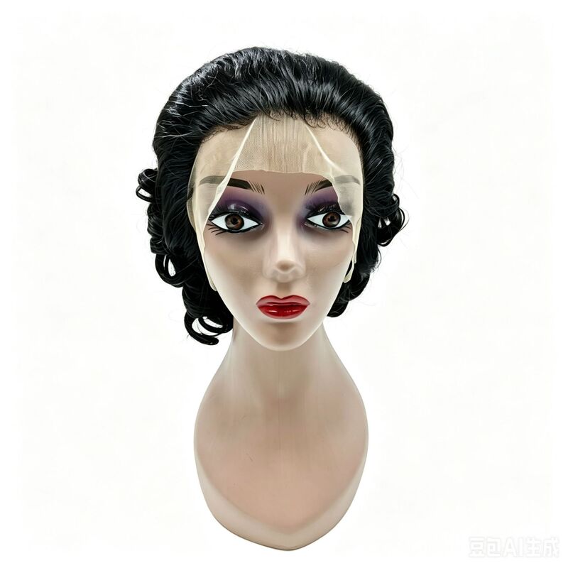 New cross-border European, American, and African wigs, women's short curly hair, 13*4 lace style, natural color, 14inch real human hair New cross-border European, American, and African wigs, women's short curly hair, 13*4 lace style, natural color, 14inch real human hair