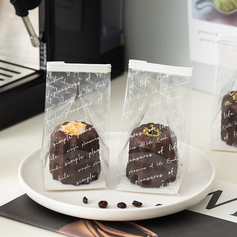 Keluli English Packaging Bag Transparent Biscuit Cookie Madeleine Candy Bag Cupcake Baking Packaging Box