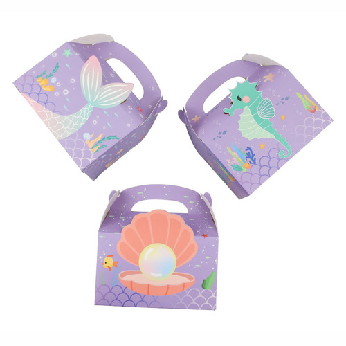 Underwater World Mermaid Candy Carrying Box Gift Biscuit Box Square Hand-carrying Cake Box Western Pastry Packaging Paper Box